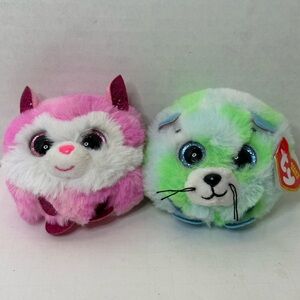 TY Puffies Beanie Balls Evie the Cat and Princess the Dog Plush  Stuffed Animal